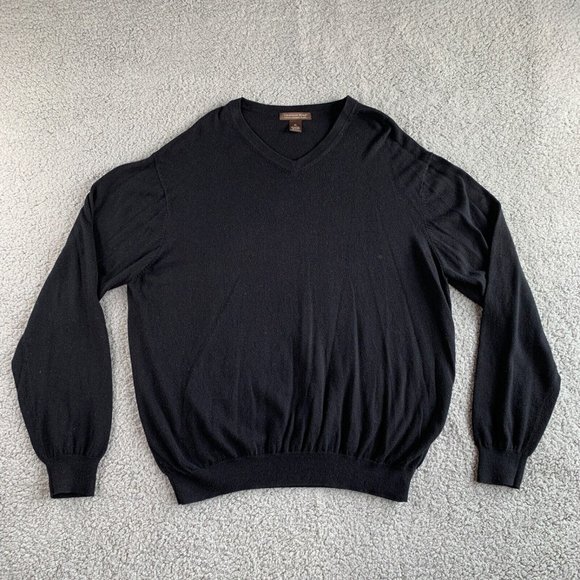 Chatham Road Sweater Mens XL-2XL Black Cotton Cashmere Blend Pullover‎ V Neck * - Picture 1 of 12
